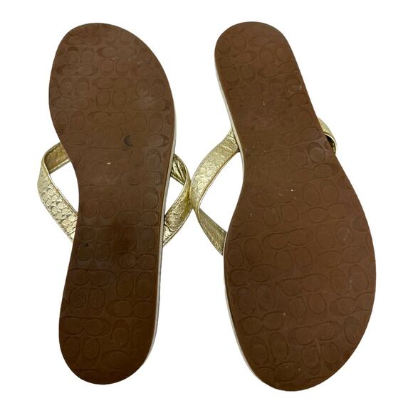 Coach Gold Metallic Debbie Sandals Flip Flops Size 8.5 - Picture 8 of 8